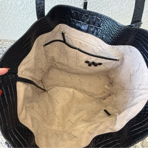 Brahmin Melbourne Collection All Day Large Leather Tote, Embossed Croc Black - Picture 14 of 14